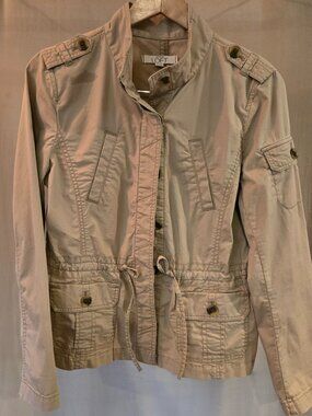 LOFT Tan Utility Jacket Safari Cargo Field Coat Size M NWOT